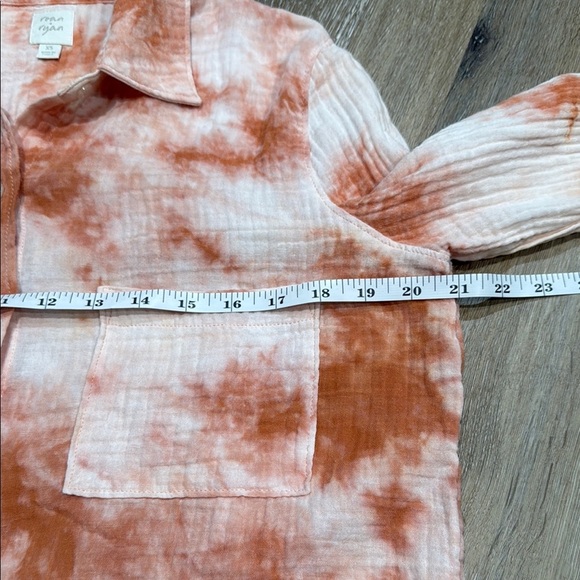 ROAN + RYAN SIZE XS White and Orange Long Sleeve Relaxed Button Down Shirt - Picture 8 of 10